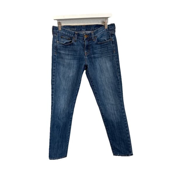 J Crew Toothpick Jeans Denim Women's Size 28 Ankle 28" Inseam Medium Wash - Picture 1 of 11